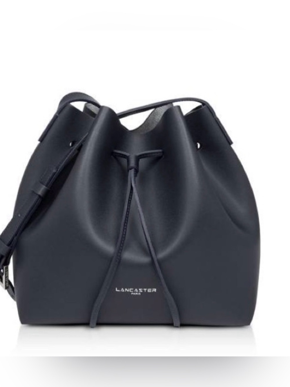 Lancaster Paris Navy Leather Drawstring Shoulder Bag